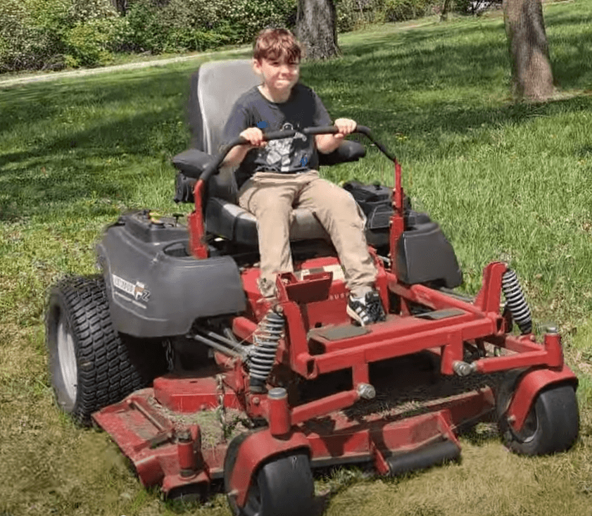 Bobby on the mower